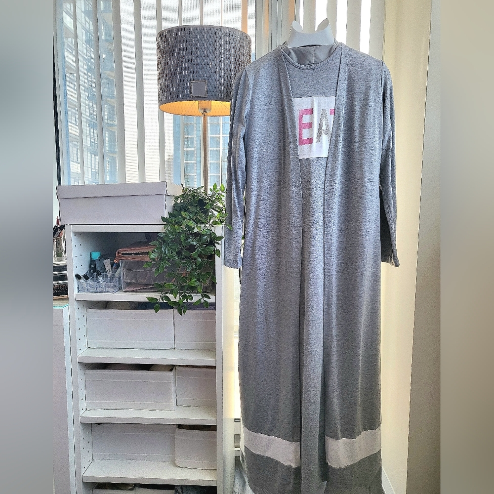 Sleeveless cotton dress with cardigan